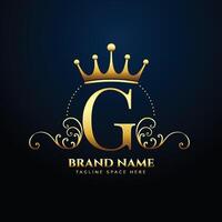 letter G premium floral and crown logo design vector