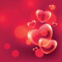 red bubble hearts floating valentines day background vector