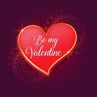 hermosa san valentin día tarjeta con rojo brillante corazón vector