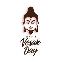 decorative happy vesak day background with lord buddha face design vector
