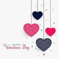 lovely hanging hearts of valentines day vector