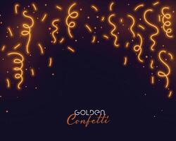 falling golden confetti background with text space vector