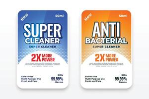 detergente y anti bacteriano etiquetas conjunto de dos vector