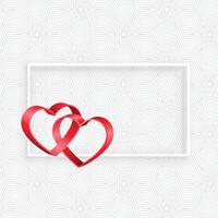 3d ribbon hearts frame with text space vector