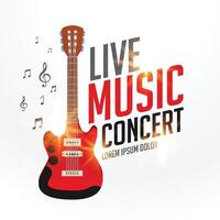 live music cover template with realistic guitar vector