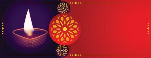 contento diwali festival bandera con texto espacio vector