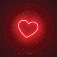 glowing red neon heart valentines day celebration background vector