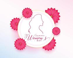 contento De las mujeres día deseos antecedentes con flor decoración vector