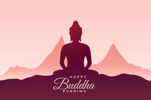 contento Buda purnima saludo antecedentes para meditación y devoción vector