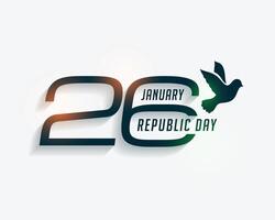 elegante 26 enero república día tarjeta con paz pájaro paloma vector