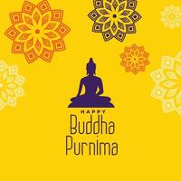 traditional buddha purnima yellow background for devotion and worship vector