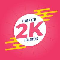 stylish thank you social media 2k followers and subscribers vector