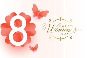 elegant women's day wishes card with lovely butterfly and flower design vector