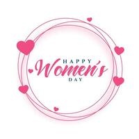 happy women's day hearts frame greeting card design vector