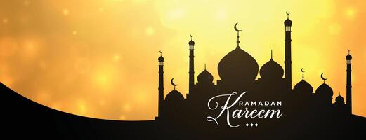 ramadan kareem banner with mosque design vector