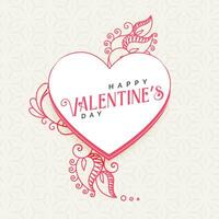 doodle style heart with decoration for valentine's day vector