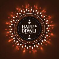 shiny happy diwali festival card design vector