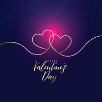 golden line hearts valentines day romantic background vector