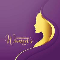 elegant happy womens day wishes card with golden lady face design vector