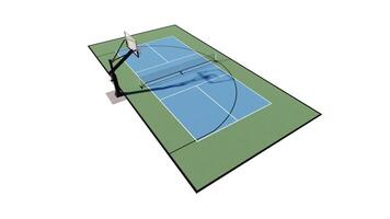 aerial view of a 3d render combination basketball and pickleball court multi sport photo