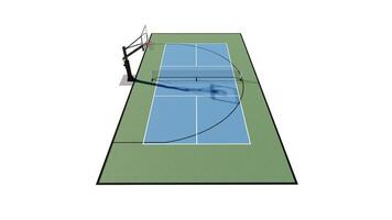 aerial view of a 3d render combination basketball and pickleball court multi sport photo