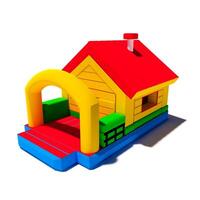 Bounce bouncy castle house isolated on white background. 3D illustration rendering photo