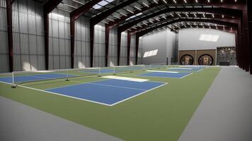 indoor pickleball court inside the warehouse building photo