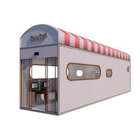 3d Illustration rendering old shipping container is converted into a shop or mini market photo