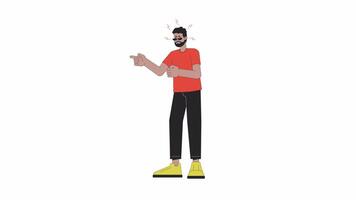 African-american man yelling line 2D character animation. Gesture body language, emotion expression flat color cartoon 4K video, alpha channel. Bad mood adult animated person on transparent background video