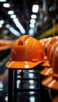 AI generated Close up shot of a pipe with an orange hard hat, construction and engineering image photo