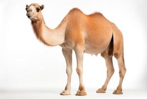 AI generated Majestic camel against a white background, camels photo