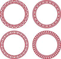 Set of Chinese Circle Frame. Isolated On White Background vector
