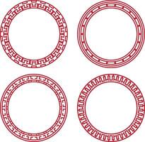 Set of Chinese Circle Frame. Isolated On White Background vector