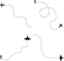 Set of Airplane Dotted. Airplane Routes. Isolated On White Background vector