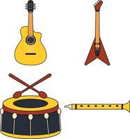 Musical Instruments Icon Set. Isolated On White Background vector