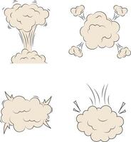 Set of Comics Explosion Clouds On White Background. vector