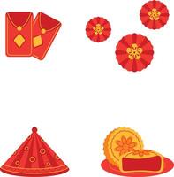 Set of Chinese New Year Element. Asian Design Style vector