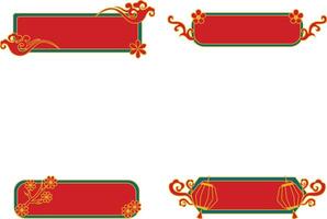 Set of Red Chinese Title Frame. Isolated On White Background vector