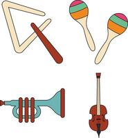 Musical Instruments Icon Set. Isolated On White Background vector