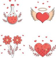 Valentine's Day Sticker. Vector Illustration Set
