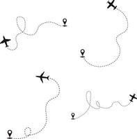 Set of Airplane Dotted. Airplane Routes. Isolated On White Background vector