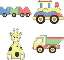 Children's Toys Collection. Cartoon Style vector