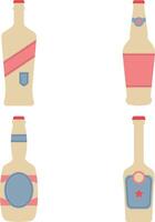 Flat Various Bottles Icons Set. vector