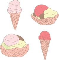 Ice Cream Yummy Icons. With Colorful Design. Vector Illustration Set.