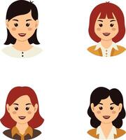 Business Woman Avatar, Flat Style. Vector Icon Set