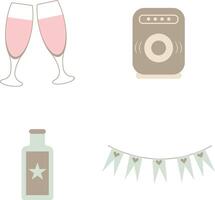 Party Decoration Elements Set. Flat Vector Illustration