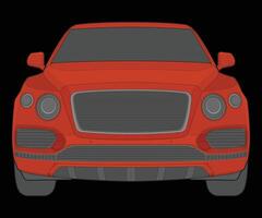 front view Vector Illustration of Isolated highlight  color car on black background, Vehicle in a Flat Cartoon Style.