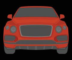 front view Vector Illustration of Isolated highlight  color car on black background, Vehicle in a Flat Cartoon Style.