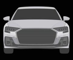 front view Vector Illustration of Isolated highlight  color car on black background, Vehicle in a Flat Cartoon Style.