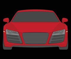 front view Vector Illustration of Isolated highlight  color car on black background, Vehicle in a Flat Cartoon Style.